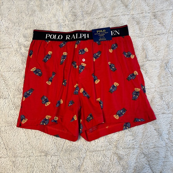Polo Ralph Lauren Men's Polo Bear Boxers in Red Large - Picture 2 of 8